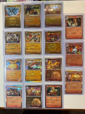 Pokemon Holographic Gold & Orange Rare Card Set